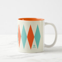 Retro Diamond Pattern Aqua and Orange