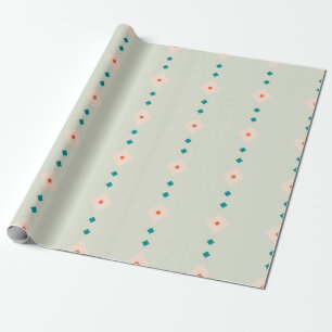 Retro Diamond Pattern Blue Gift Present Wrapping Paper