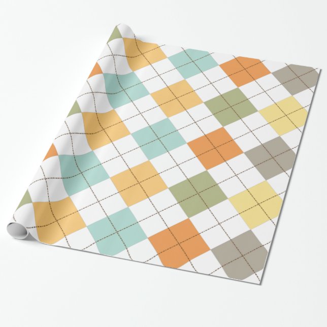 Retro Diamond Pattern Gift Wrap (Unrolled)