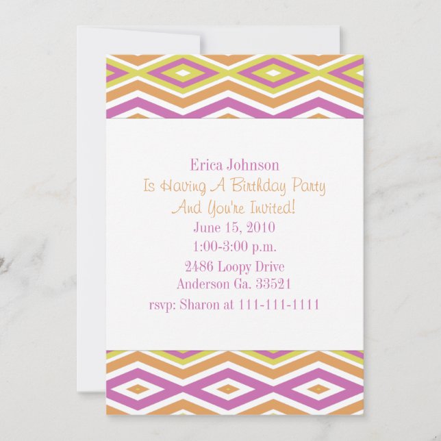 Retro Diamond Print Party Invitation (Front)