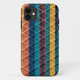 Retro diamond rusty metal stripes iPhone 11 case