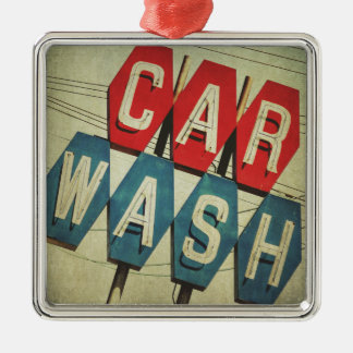 Retro Diamond Shaped Car Wash Sign Metal Tree Decoration