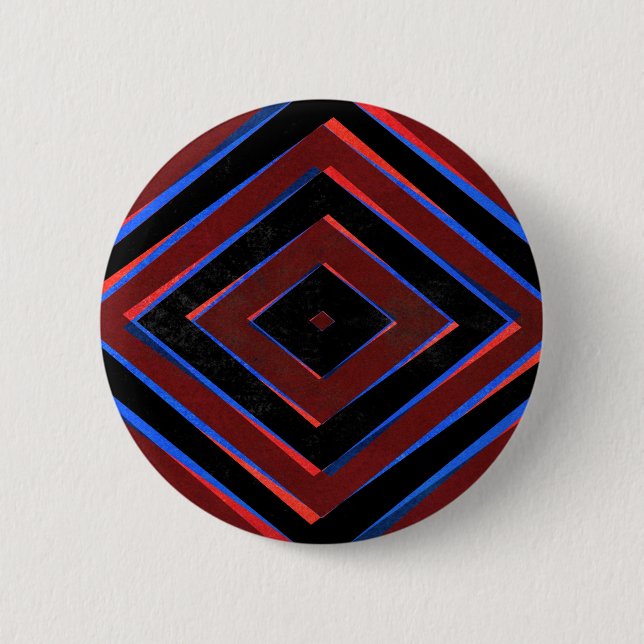 Retro diamond shapes pattern 6 cm round badge (Front)