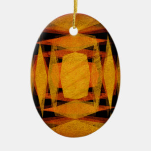 Retro diamond shapes pattern ceramic ornament