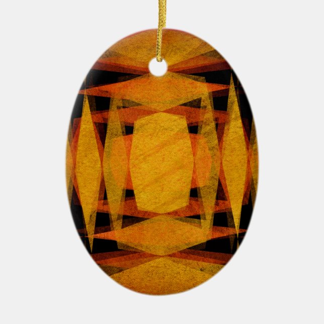 Retro diamond shapes pattern ceramic ornament (Front)
