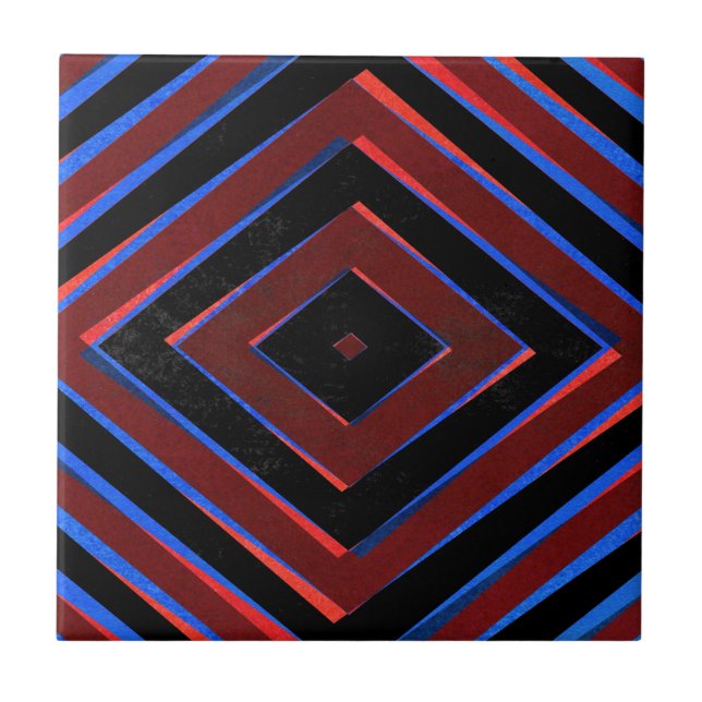 Retro diamond shapes pattern ceramic tile (Front)