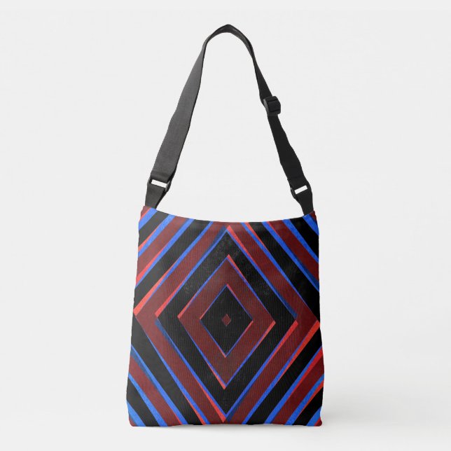 Retro diamond shapes pattern crossbody bag (Front)