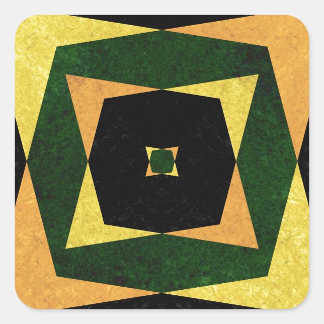 Retro diamond shapes pattern square sticker (Front)