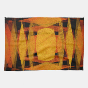 Retro diamond shapes pattern tea towel