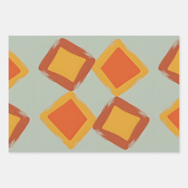 Retro Diamond Wrapping Paper Sheet (Front)