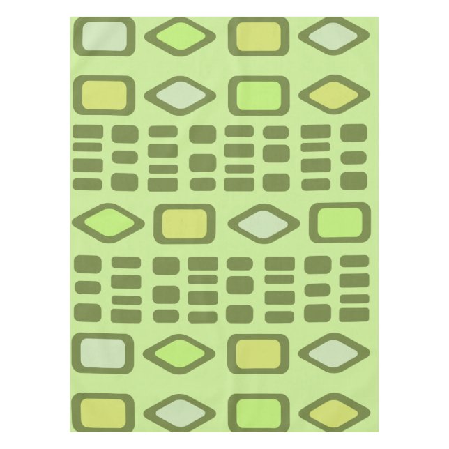 Retro Diamonds Rectangles Chartreuse Tablecloth (Front)