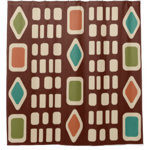 Retro Diamonds Rectangles Colourful 2 Shower Curtain