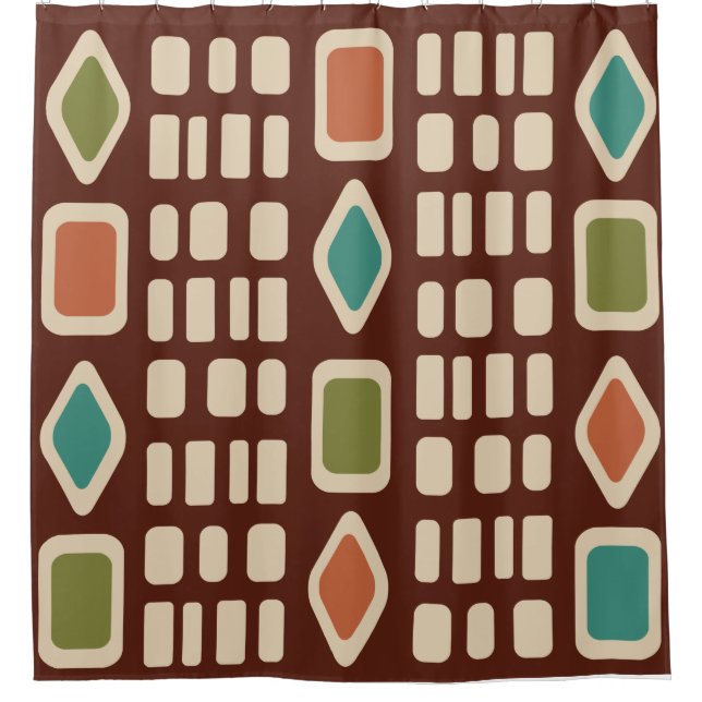 Retro Diamonds Rectangles Colourful 2 Shower Curtain (Front)
