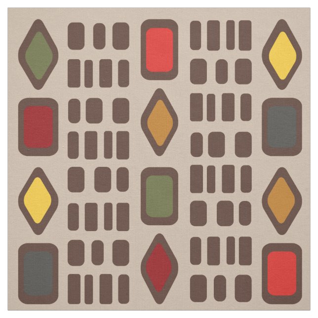 Retro Diamonds Rectangles Multicolored 3 Fabric (Swatch)