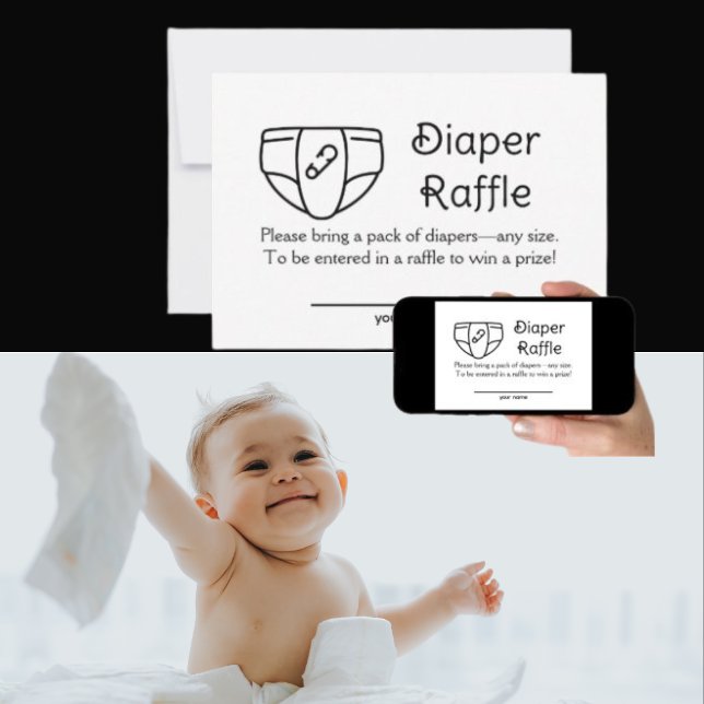 Retro Diaper Raffle Baby Shower Enclosure Card (Creator Uploaded)
