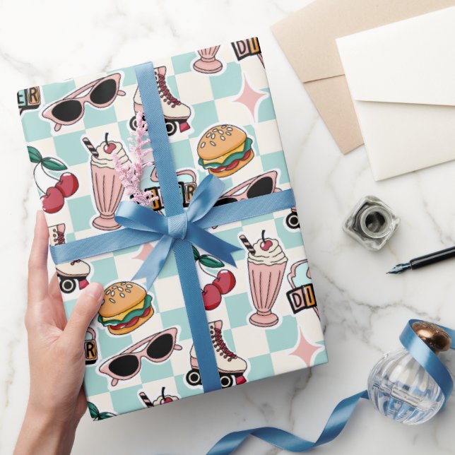 Retro Diner 1950s Pattern Wrapping Paper (Gifting)