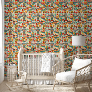 Retro diner classic 1950s vintage food and fun pat wallpaper