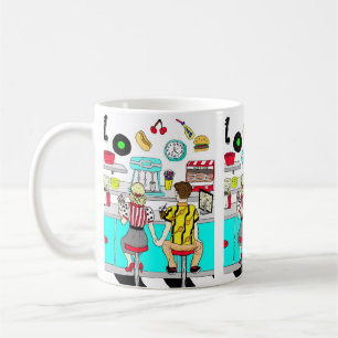 Retro Diner Couple Holding Hand 1950's Era  Coffee Mug