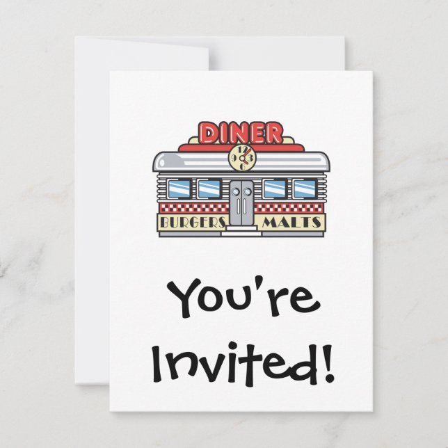 retro diner design invitation (Front)