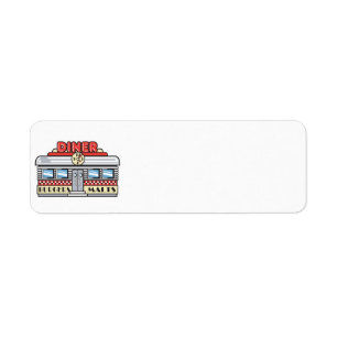retro diner design return address label