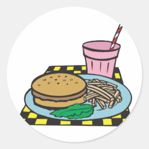 retro diner fast food meal classic round sticker