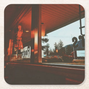 Retro Diner in the Pacific Northwest Square Paper Coaster
