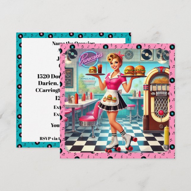 Retro Diner Invitation (Front/Back)