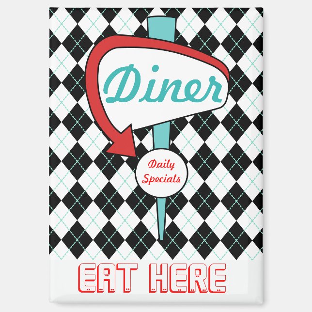 Retro Diner Kitchen Magnet  (Front)