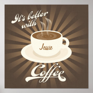 Retro Diner Poster Better with Coffee