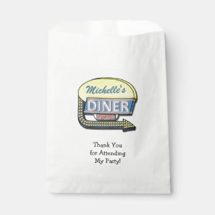 Retro Diner Sign 50s Party Theme Personalised Name Favour Bag