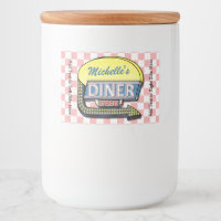 Retro Diner Sign 50s Pink Chequered Personalised