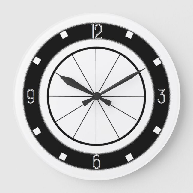 Retro Diner-Style kitchen clock (black and white) (Front)