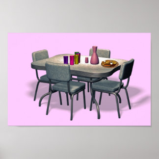 Retro Diner table and chairs Poster