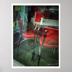 Retro Diner Table and Chairs Poster