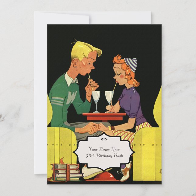 Retro Diner - Vintage Wedding Invitation (Front)