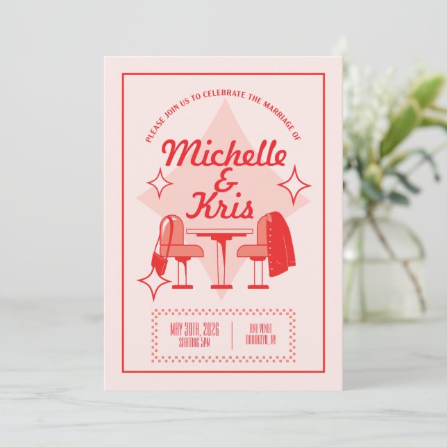 Retro Diner Wedding Invitation (Standing Front)