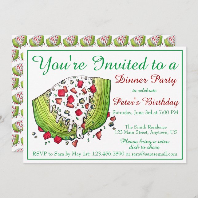 Retro Dinner Party Iceberg Lettuce Wedge Salad Invitation (Front/Back)