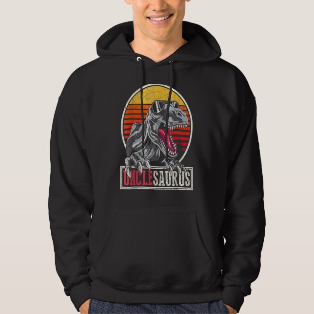 Retro Dinosaur Cool Uncle Unclesaurus Rex Hoodie (Front)