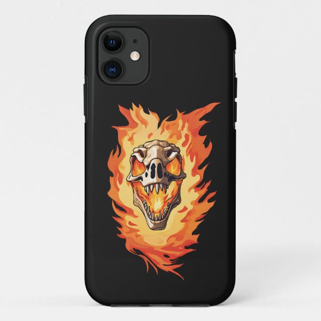  Retro Dinosaur Dead Burning Skull in Fire  Case-Mate iPhone Case (Back)