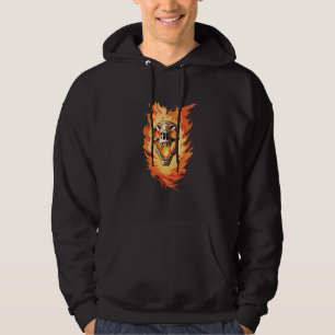 Retro Dinosaur Dead Burning Skull in Fire Hoodie