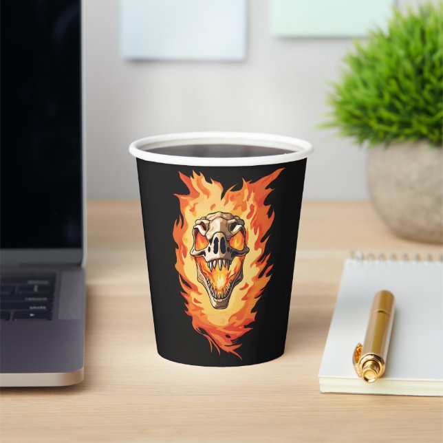  Retro Dinosaur Dead Burning Skull in Fire  Paper Cups (Insitu)
