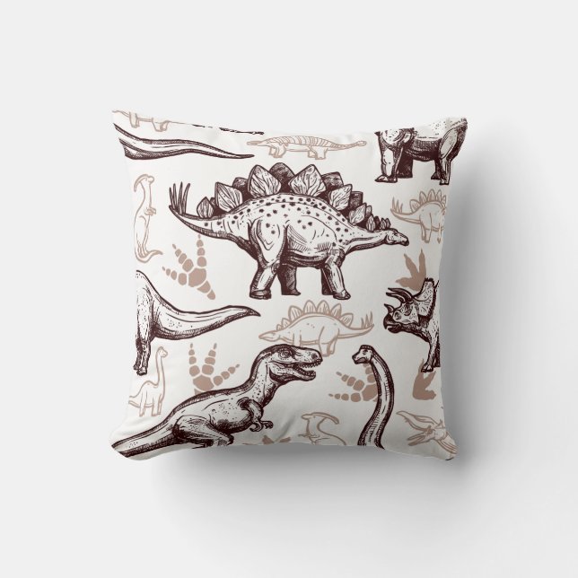 Retro Dinosaur Print Cushion (Front)