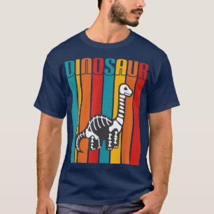 Retro Dinosaur Skeleton Paleontology Brontosaurus T-Shirt