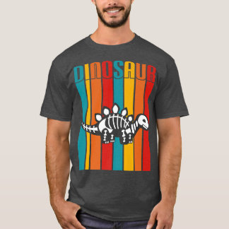 Retro Dinosaur Skeleton Paleontology Stegosaurus B T-Shirt