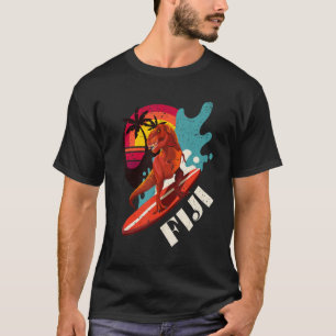 Retro Dinosaur Surfing Fiji Travel Souvenir Kids A T-Shirt