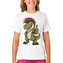 Retro Dinosaur T-Shirt, Funny Mohawk Dino Graphic