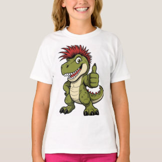 Retro Dinosaur T-Shirt, Funny Mohawk Dino Graphic T-Shirt