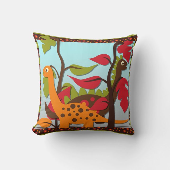 Retro Dinosaurs Pillow (Front)
