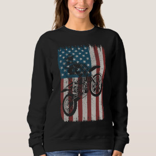 Retro Dirt Bike American Flag Motocross Biker 4th  Sweatshirt