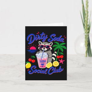 Retro dirty soda social club racoon summer card